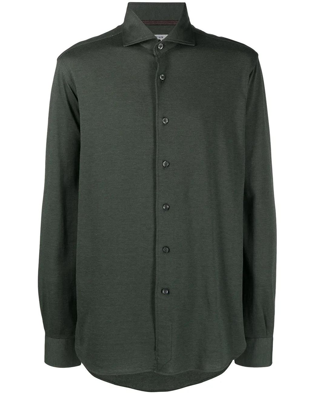 Orian Green Spread Collar Piqué Shirt for men