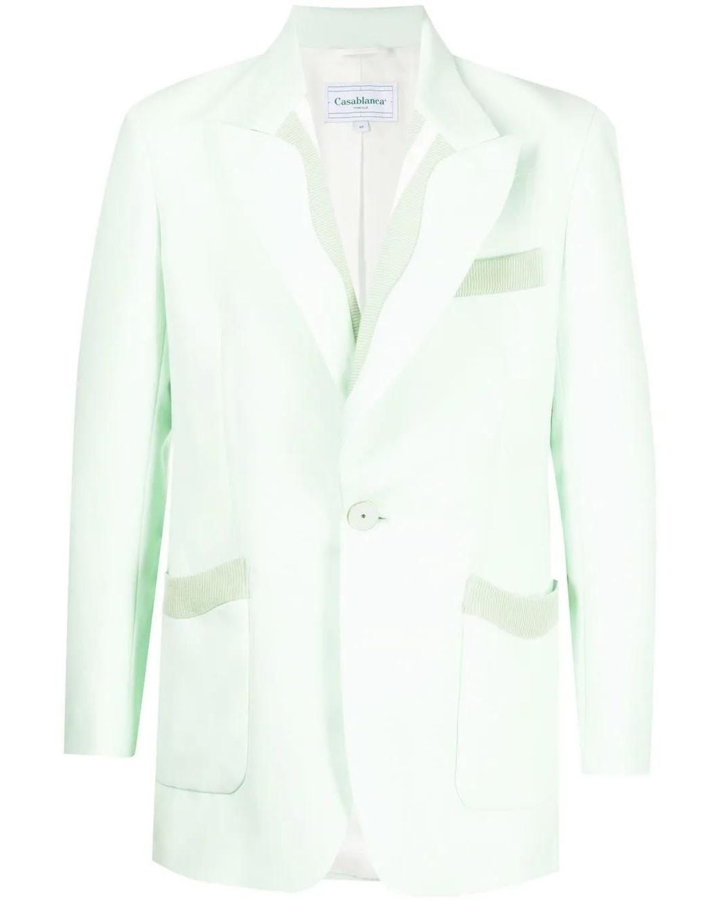 Casablanca Green Ribbed-Trim Single-Breasted Blazer for men