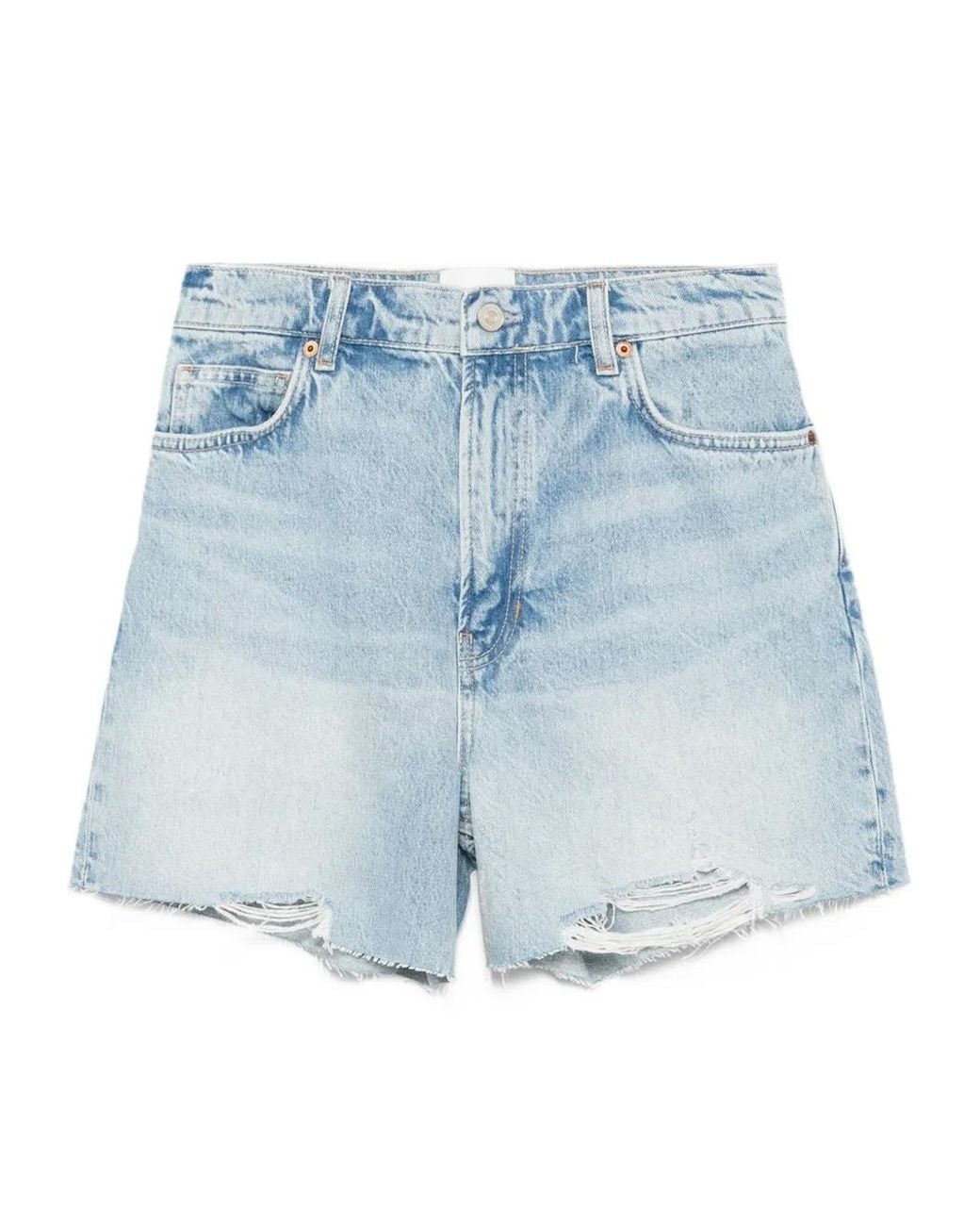 Reformation Blue Saige Denim Shorts