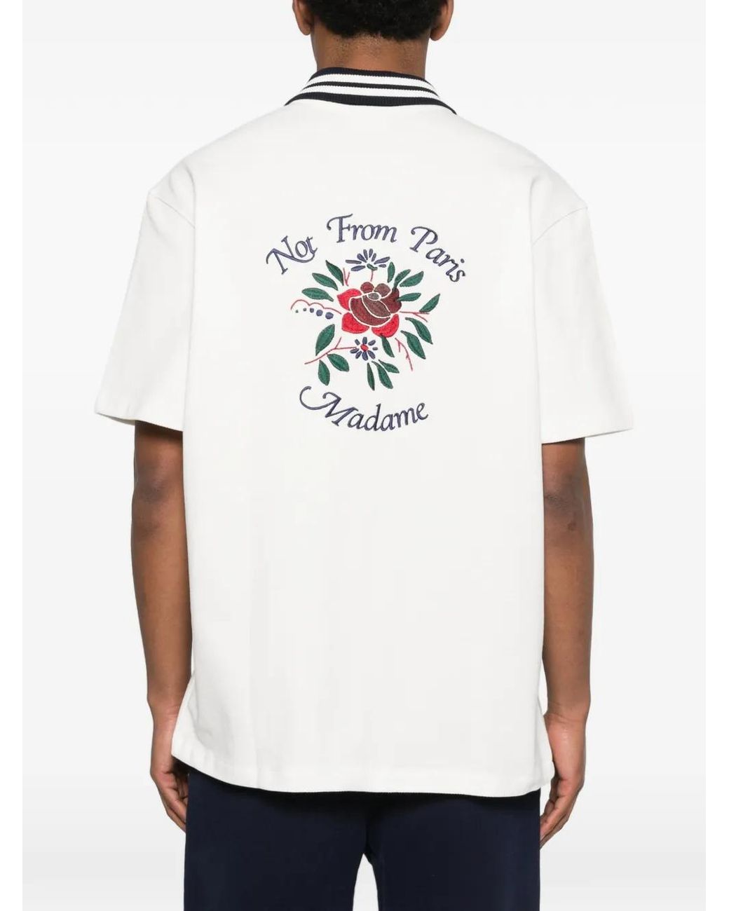 Drole de Monsieur White Embroidered-Logo Polo Shirt for men