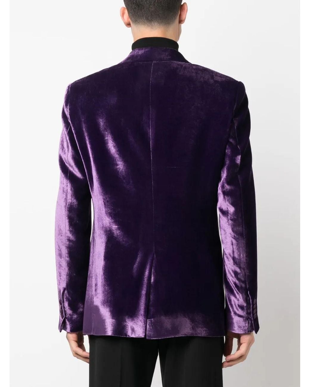 Philipp Plein Purple Single-Breasted Velvet Blazer for men