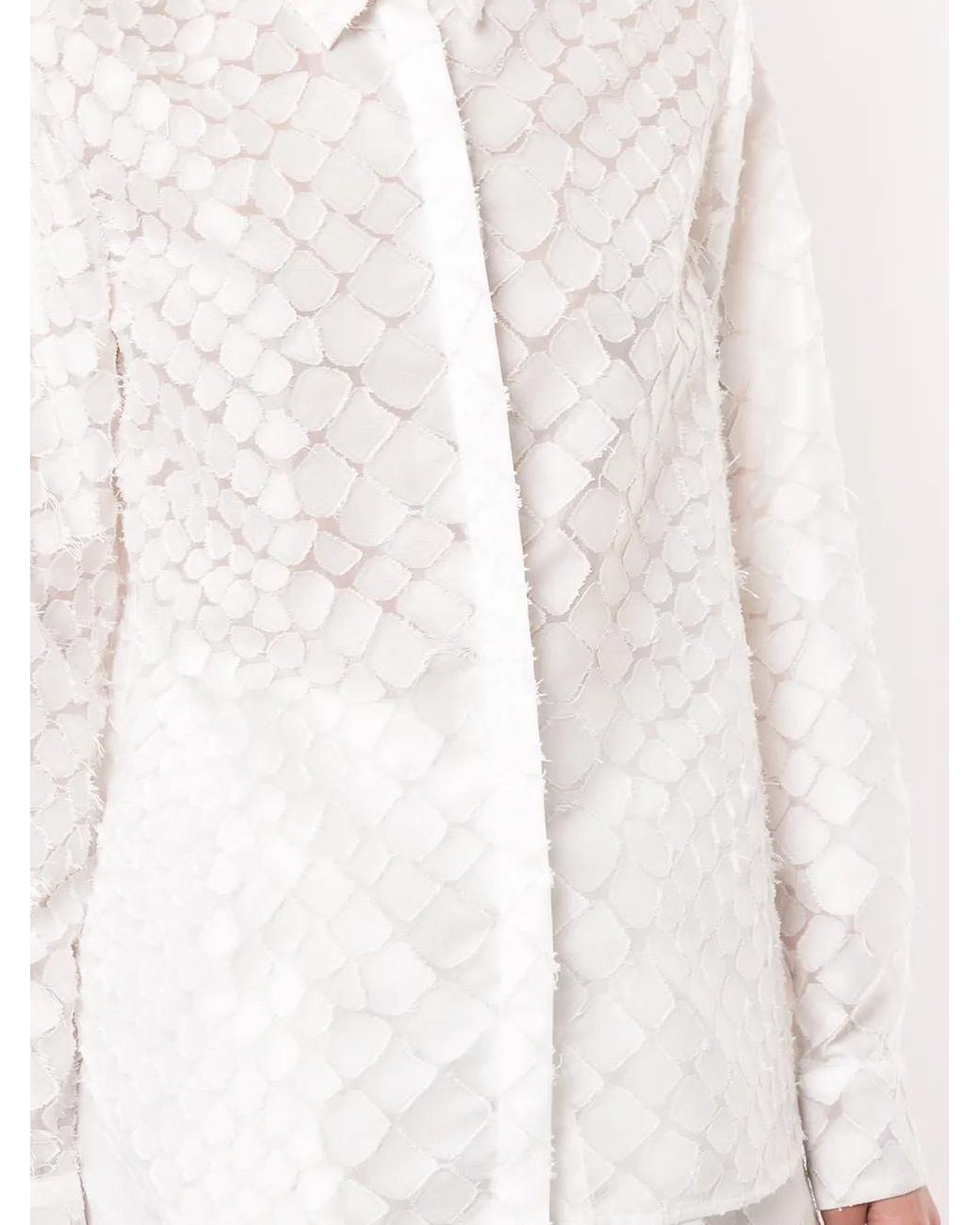Alex Perry White Ashton Textured Long Sleeve Shirt
