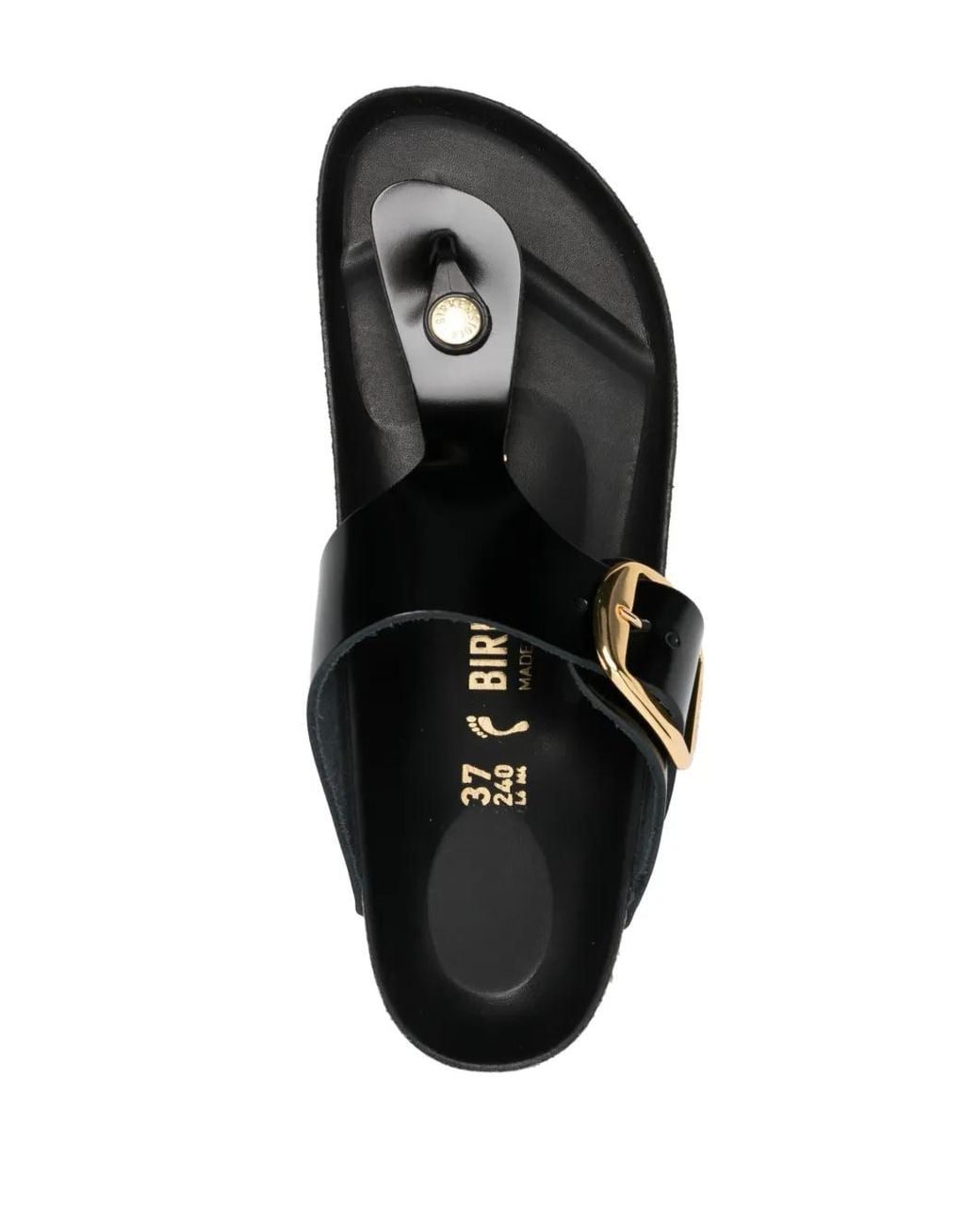 Birkenstock Black Gizeh Logo-Engraved Leather Sandals