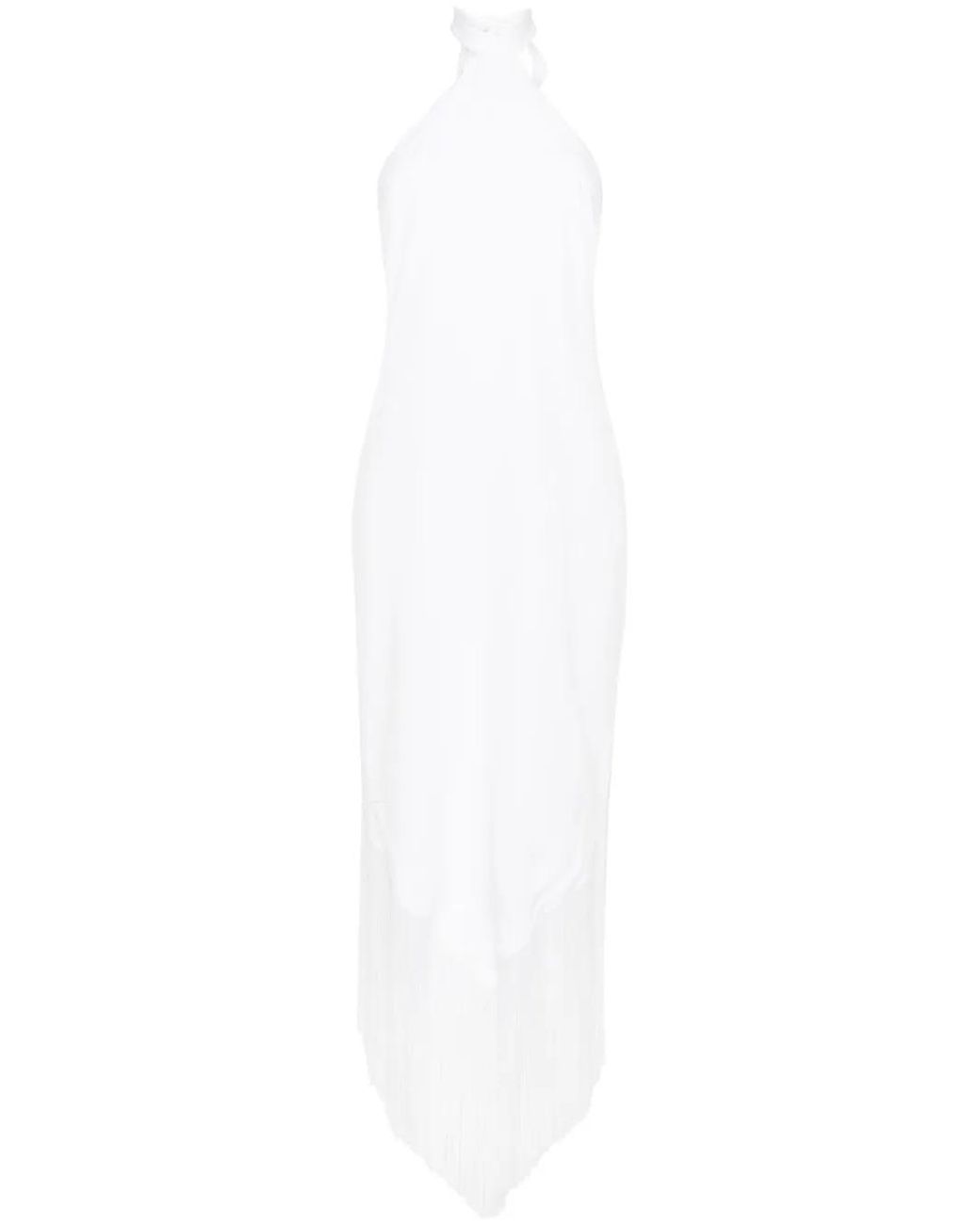 Taller Marmo White Nina Fringed Long Dress