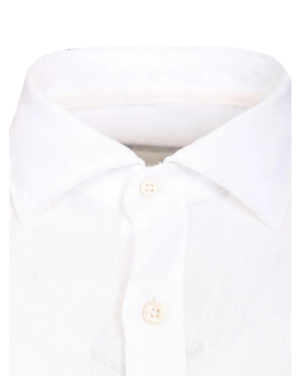 Al Duca D'aosta White Spread-Collar Button-Down Linen Shirt for men