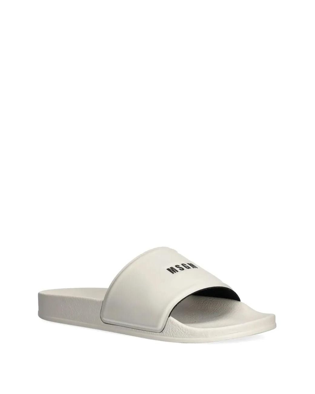 MSGM White Logo-Print Slides for men