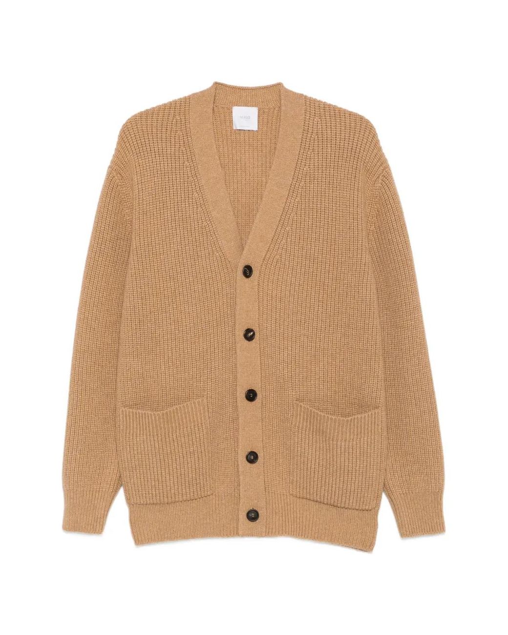 Malo Natural Ribbed-Knit V-Neck Cardigan for men