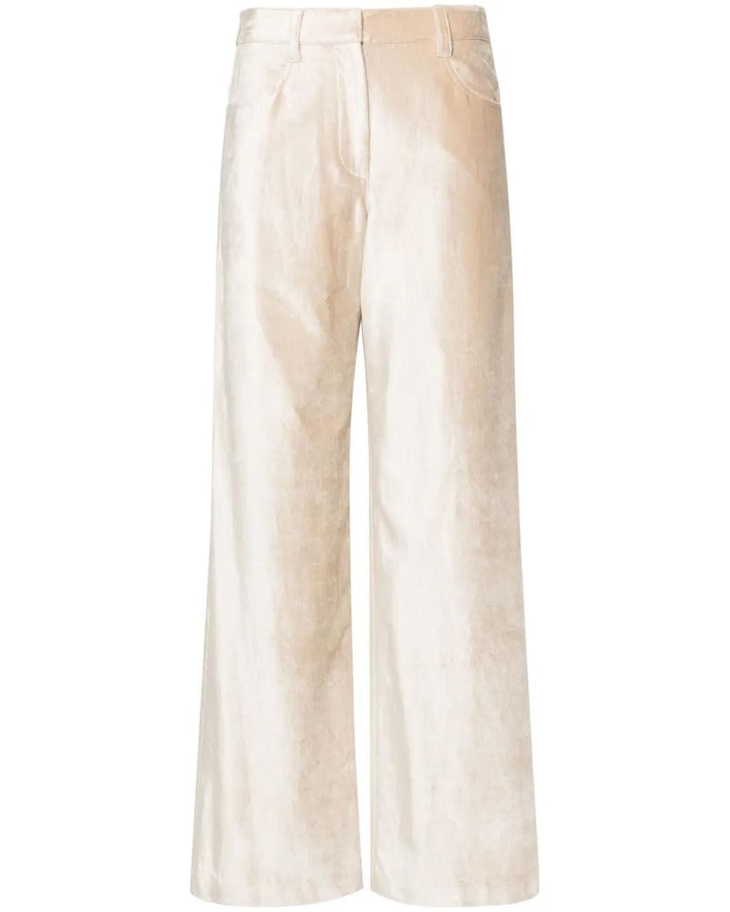 Brunello Cucinelli White Wide-leg Velvet Trousers