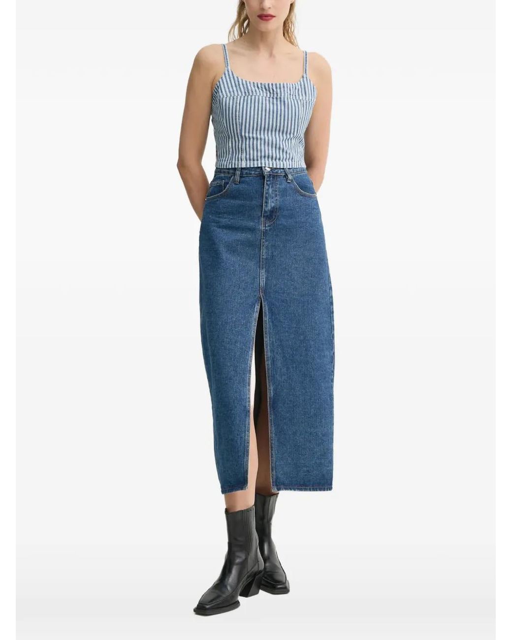 Levi's Blue Jadine Striped Crop Top