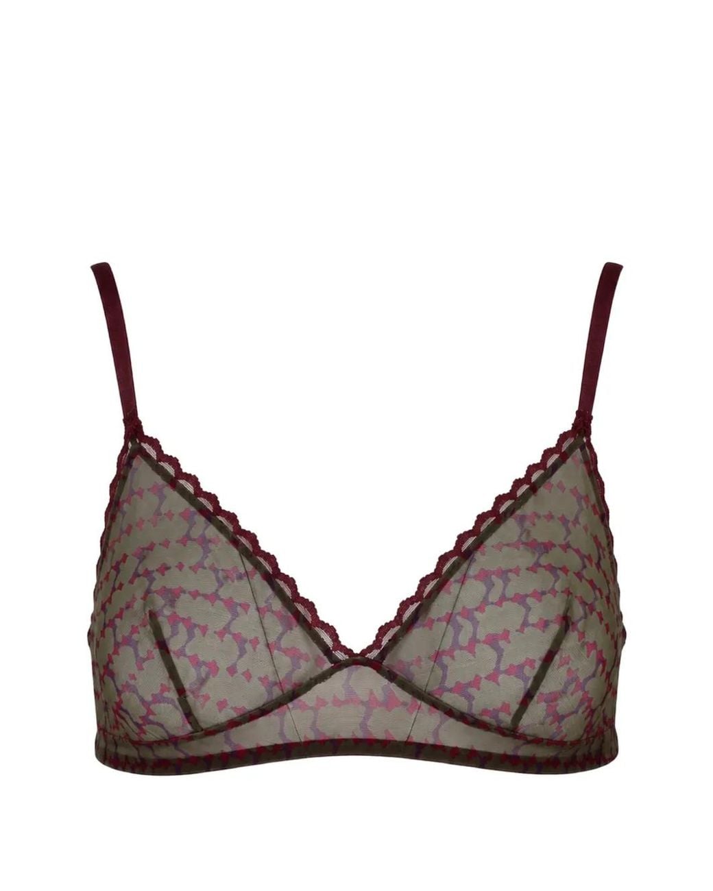 Laura Urbinati Brown Soutien-Gorge En Tulle À Motif