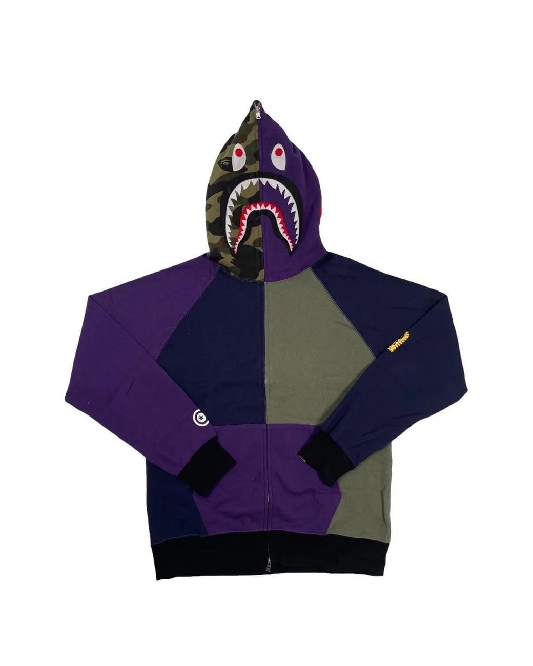 A Bathing Ape Blue Ponr Shark-Logo Full-Zip Hoodie for men