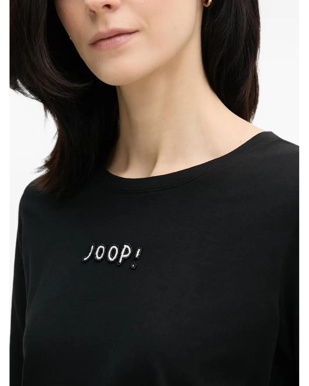 Joop! Black Bead-Embellished Three-Quarter Sleeve T-Shirt