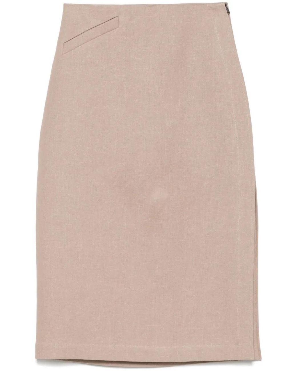 Fendi Linnen Midi-Rok in het Natural