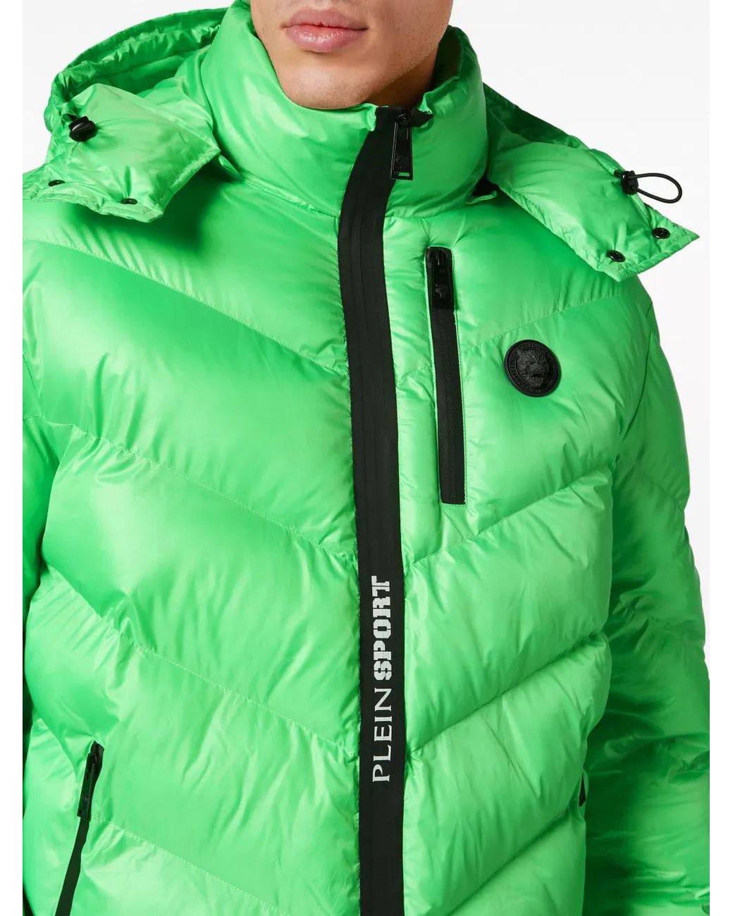 Philipp Plein Green Nylon Puffer Jacket Tiger for men