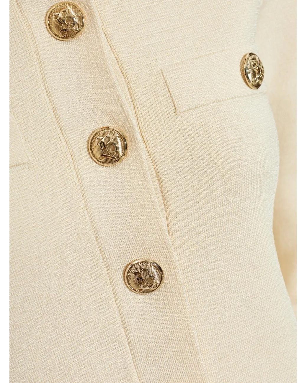 Balmain White Shoulder-Pad Button-Up Cardigan