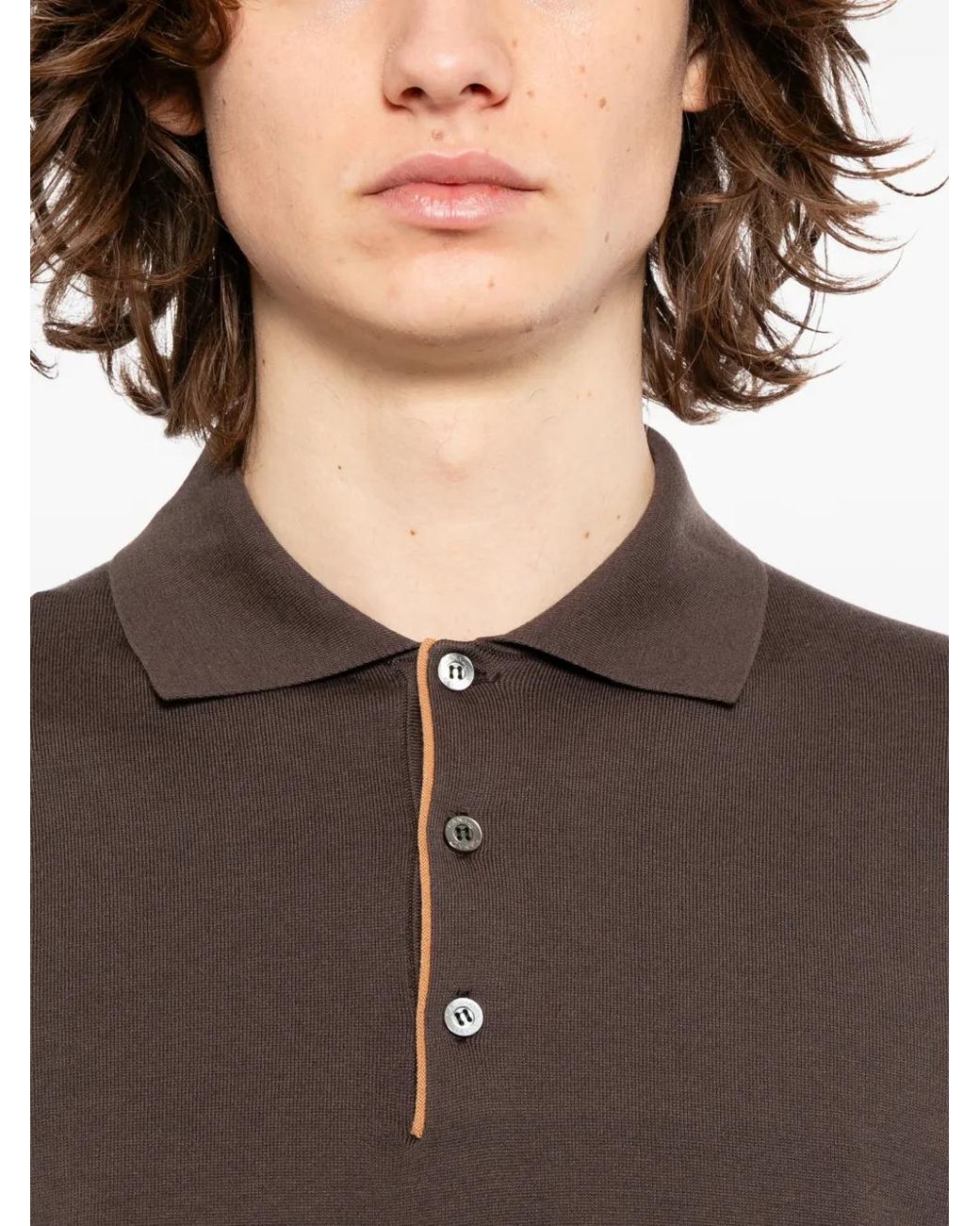 Canali Gray Knitted Polo Shirt for men