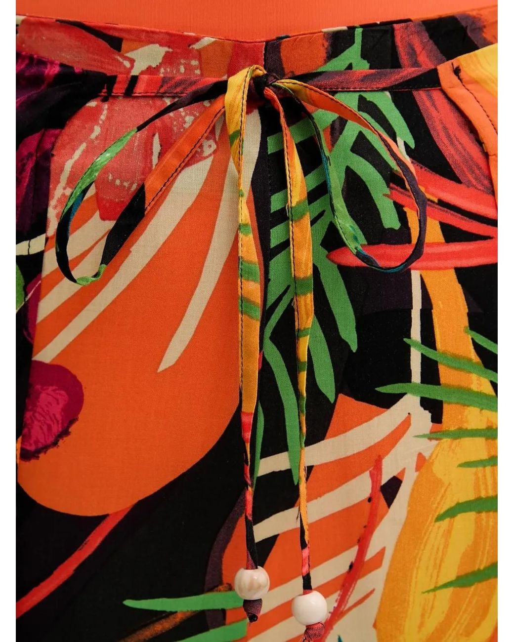 Desigual Black Tropical-Print Wide-Leg Trousers