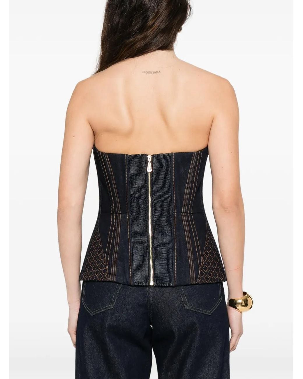 Zimmermann Black Corded Denim Corset