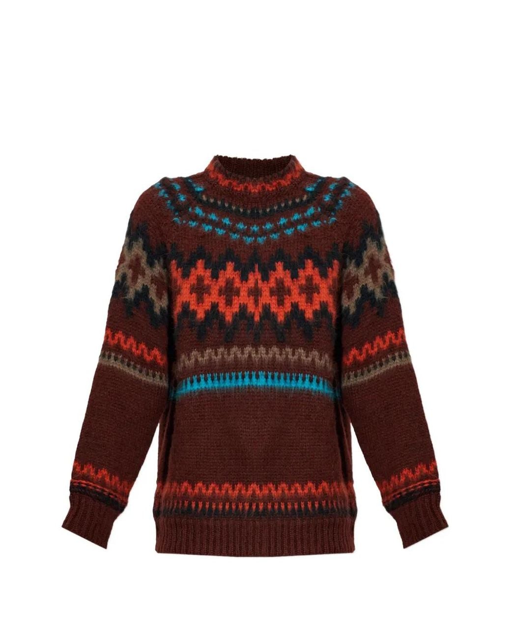 Paul Smith Dark Fair Isle Wool-Alpaca Sweater in Red for Men | Lyst