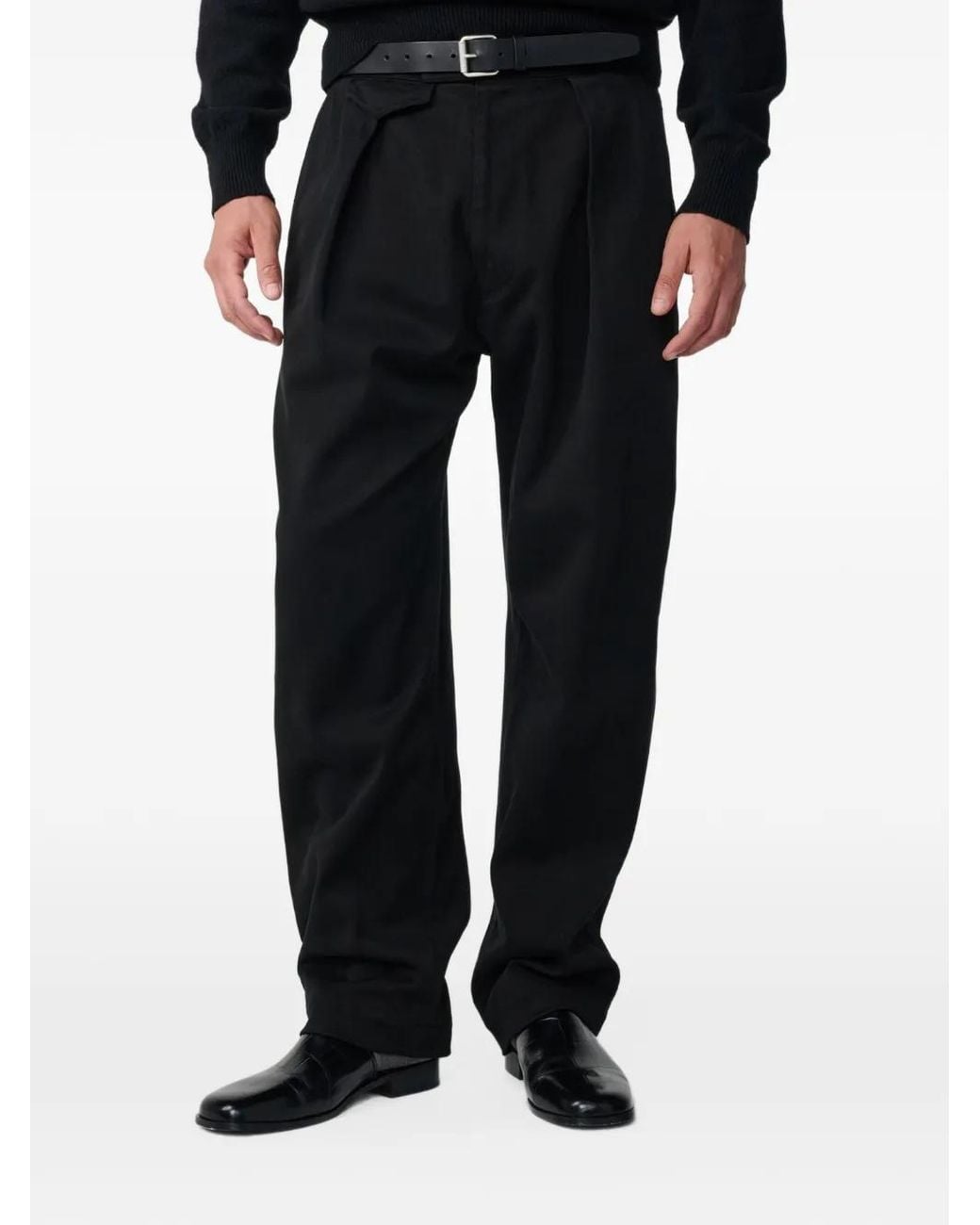 Studio Nicholson Black Poole Pleated Trousers for men
