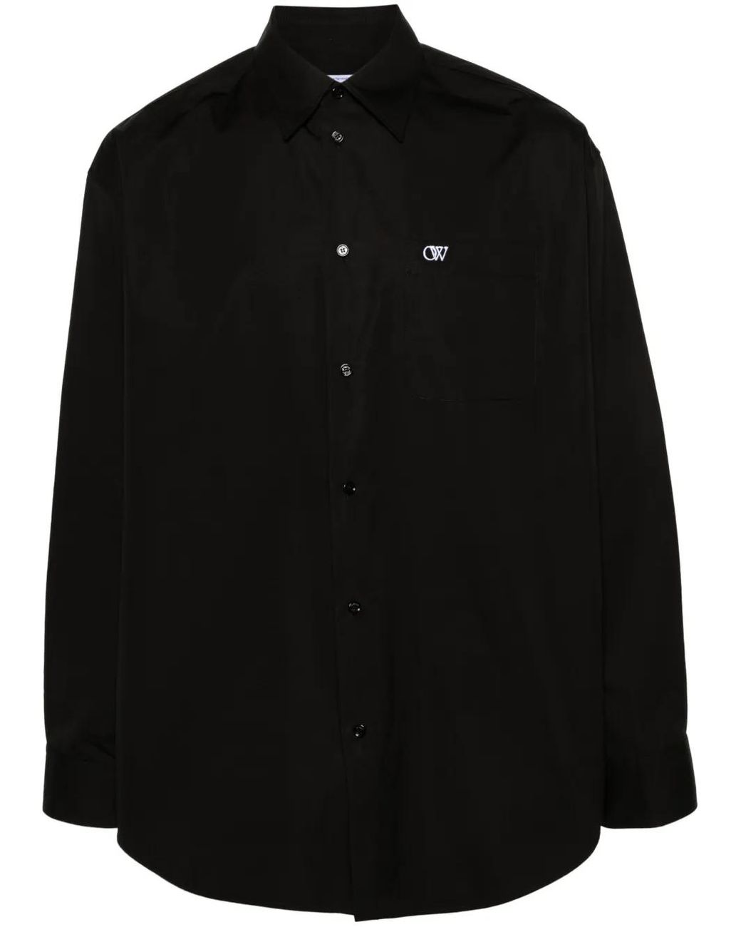 Off-White c/o Virgil Abloh Black Logo-Embroidered Cotton Shirt for men
