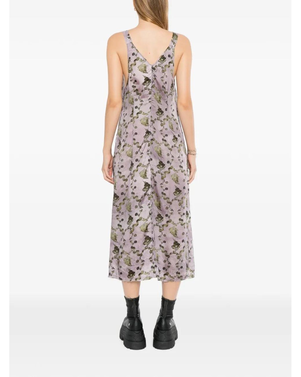 R13 Purple Grunge Floral Slip Dress