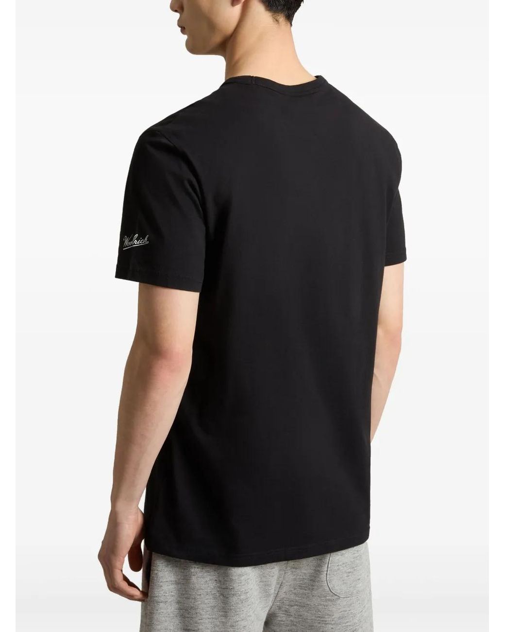 Woolrich Black Logo-Embroidered T-Shirt for men