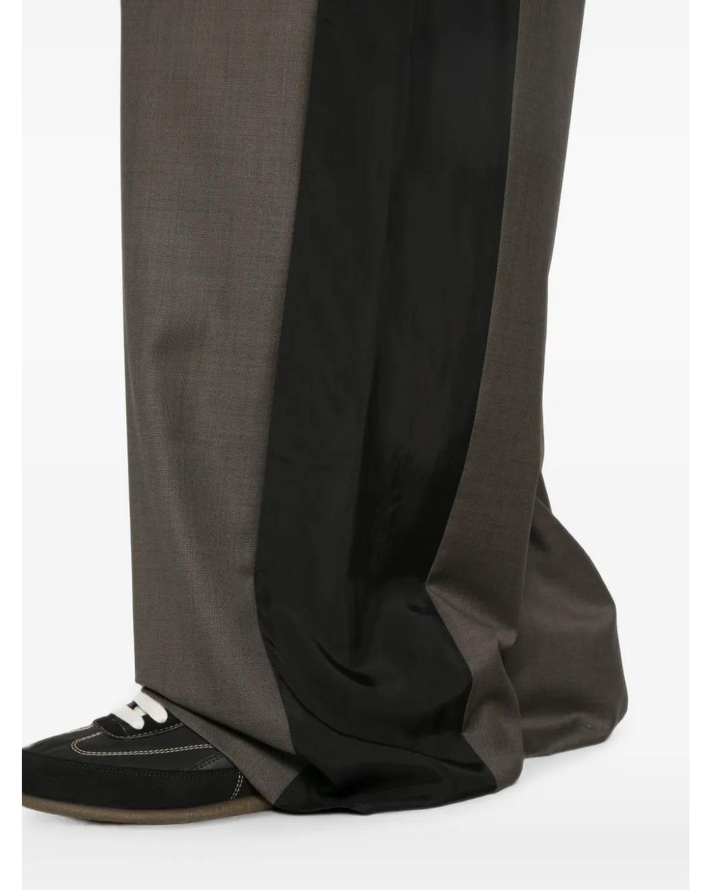 Lutz Huelle Gray Contrast-Panel Wide-Leg Trousers