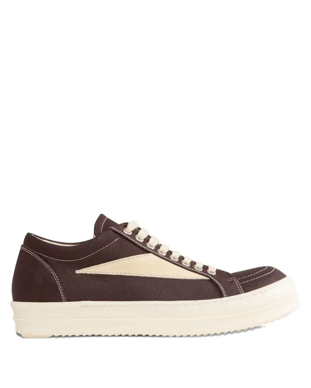 Rick Owens Brown Panelled Lace-Up Sneakers for men