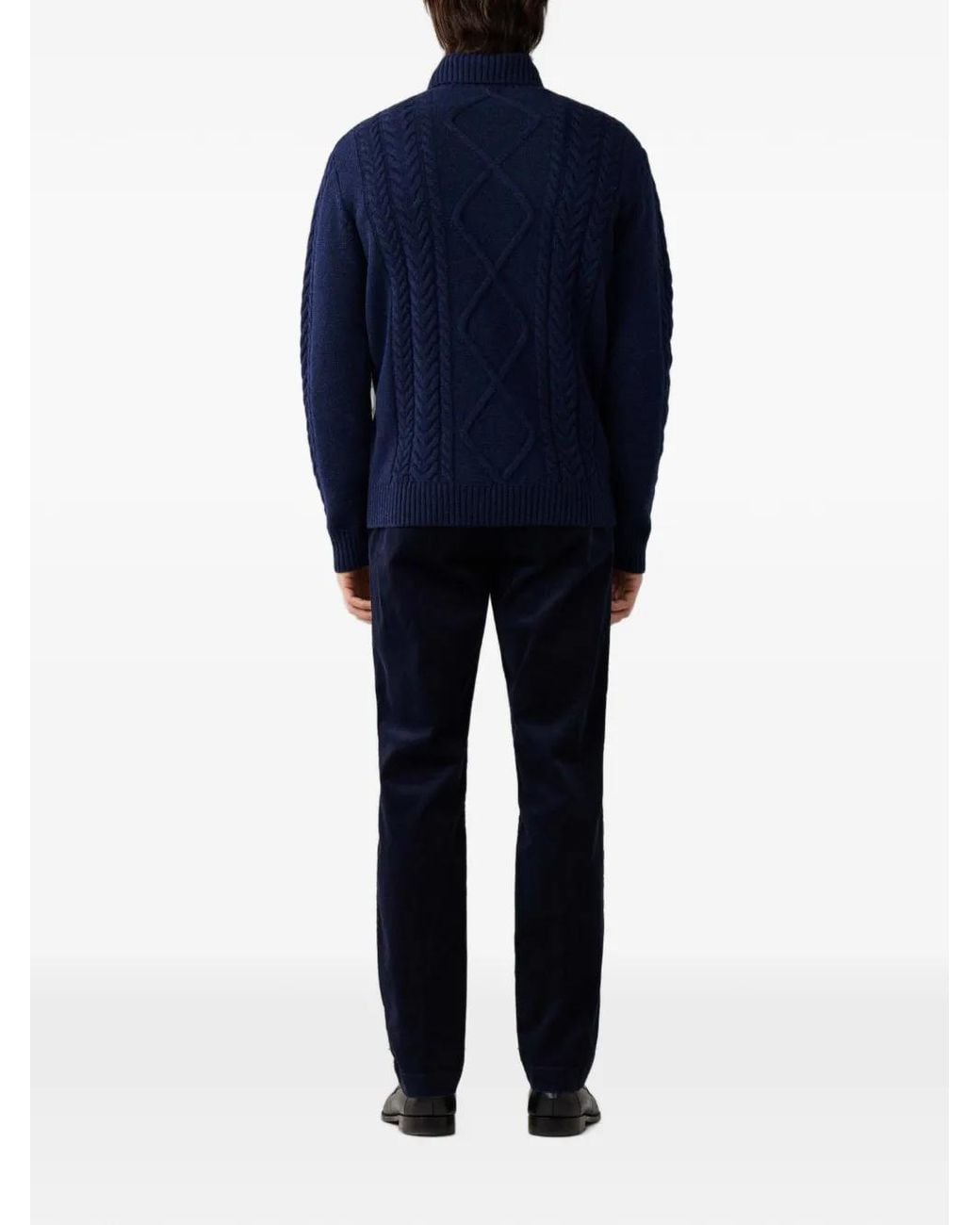 Hackett Blue Argyle Cable-Knit Sweater for men