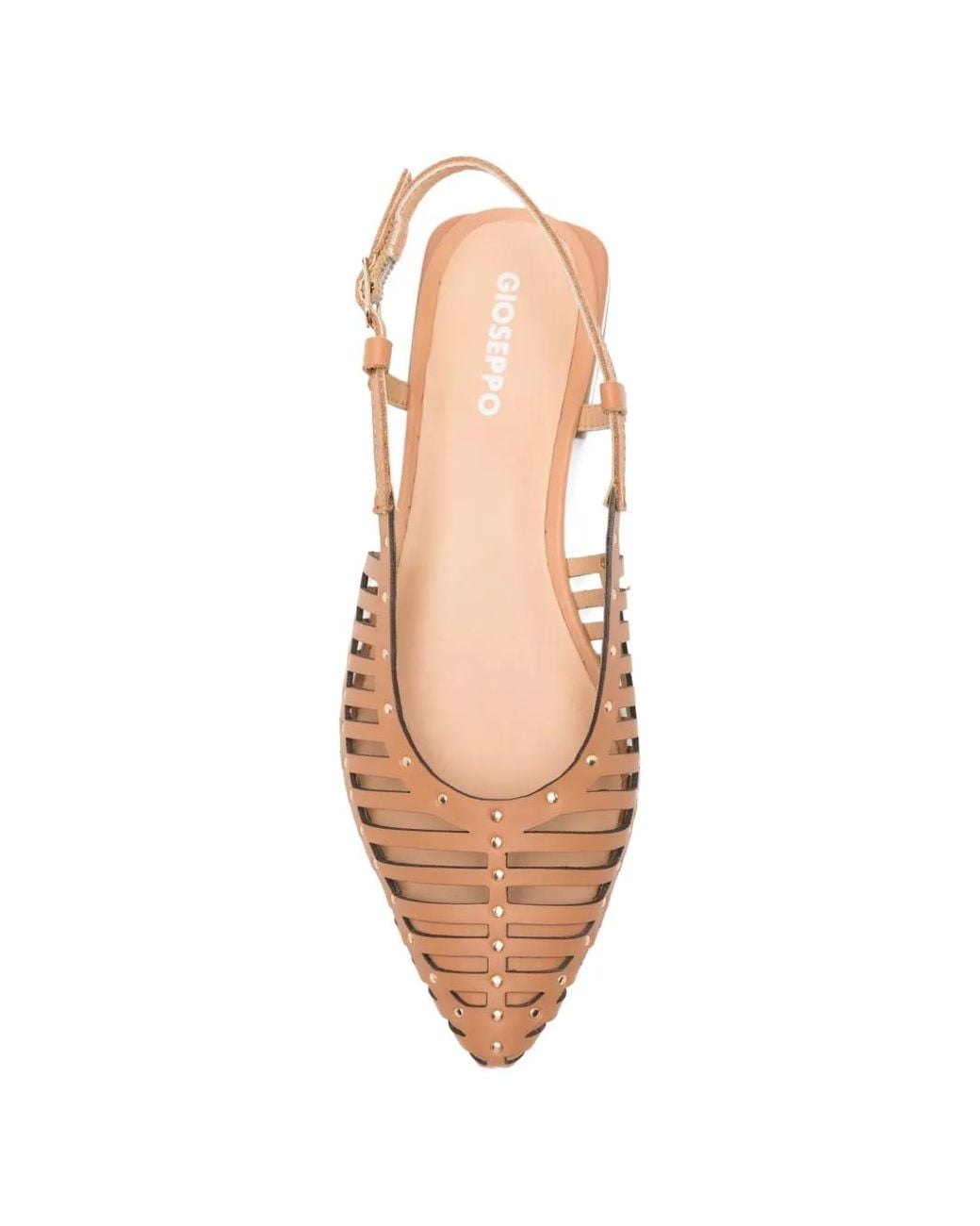 Gioseppo Natural Jericho Cage-Detail Stud-Embellished Pumps