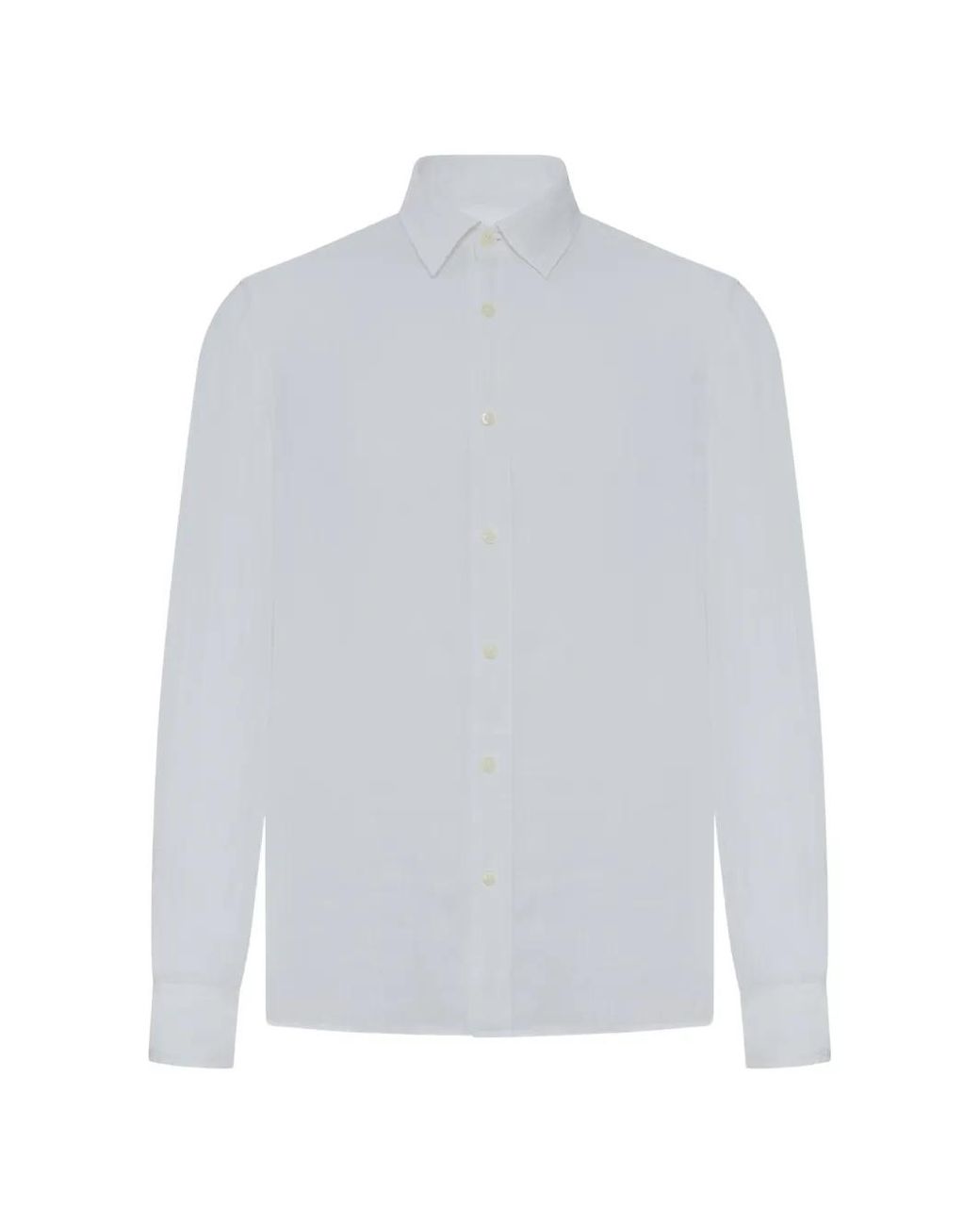 120% Lino White Long-Sleeves Shirt for men
