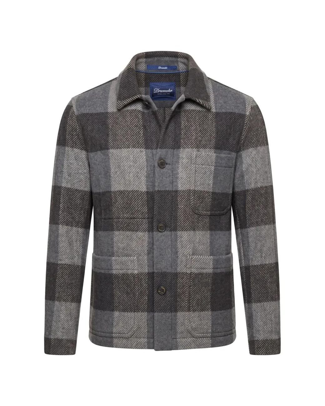 Drumohr Gray Checked Wool Jacket for men