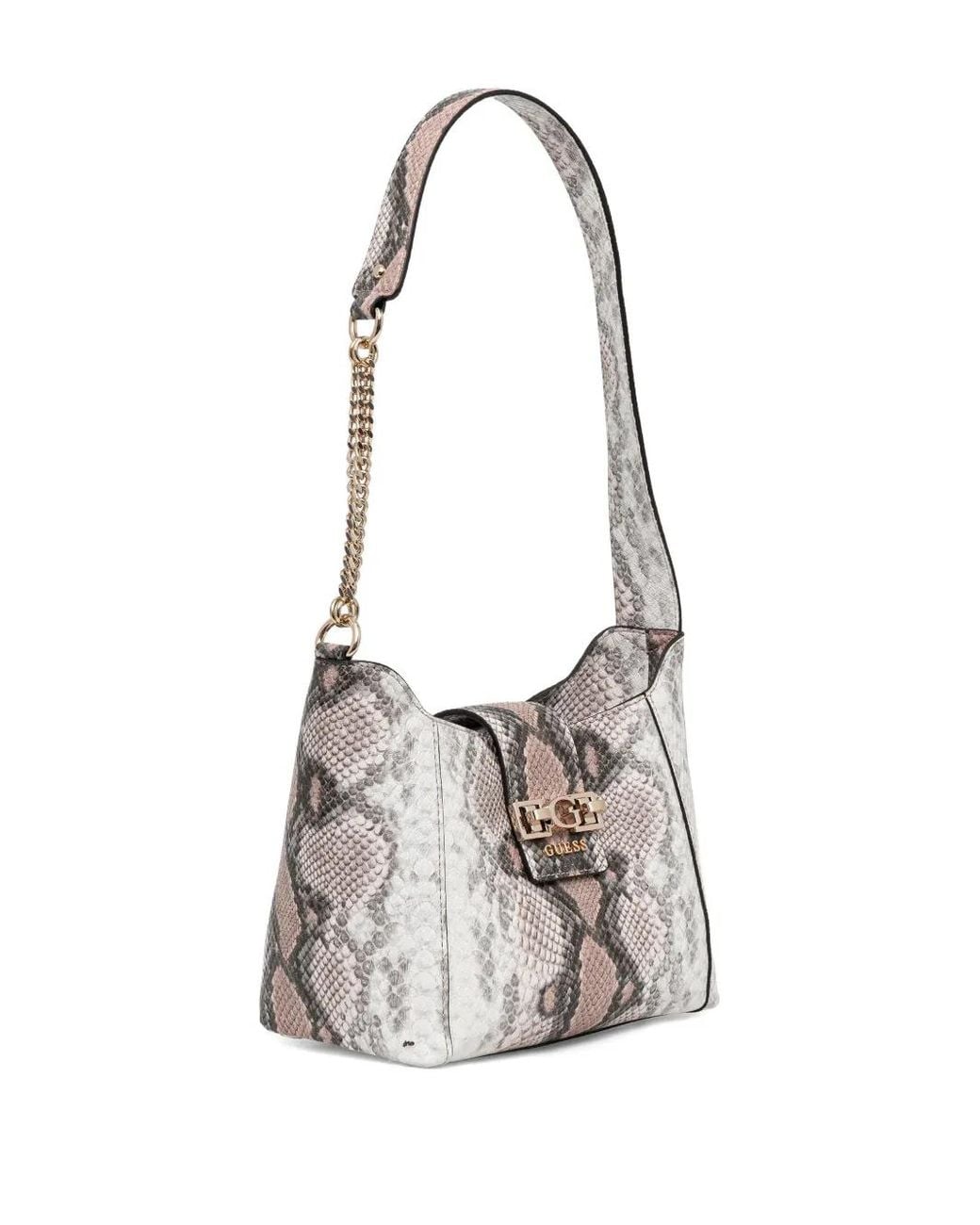 Guess Gray Snake-Effect Chain Tote Bag