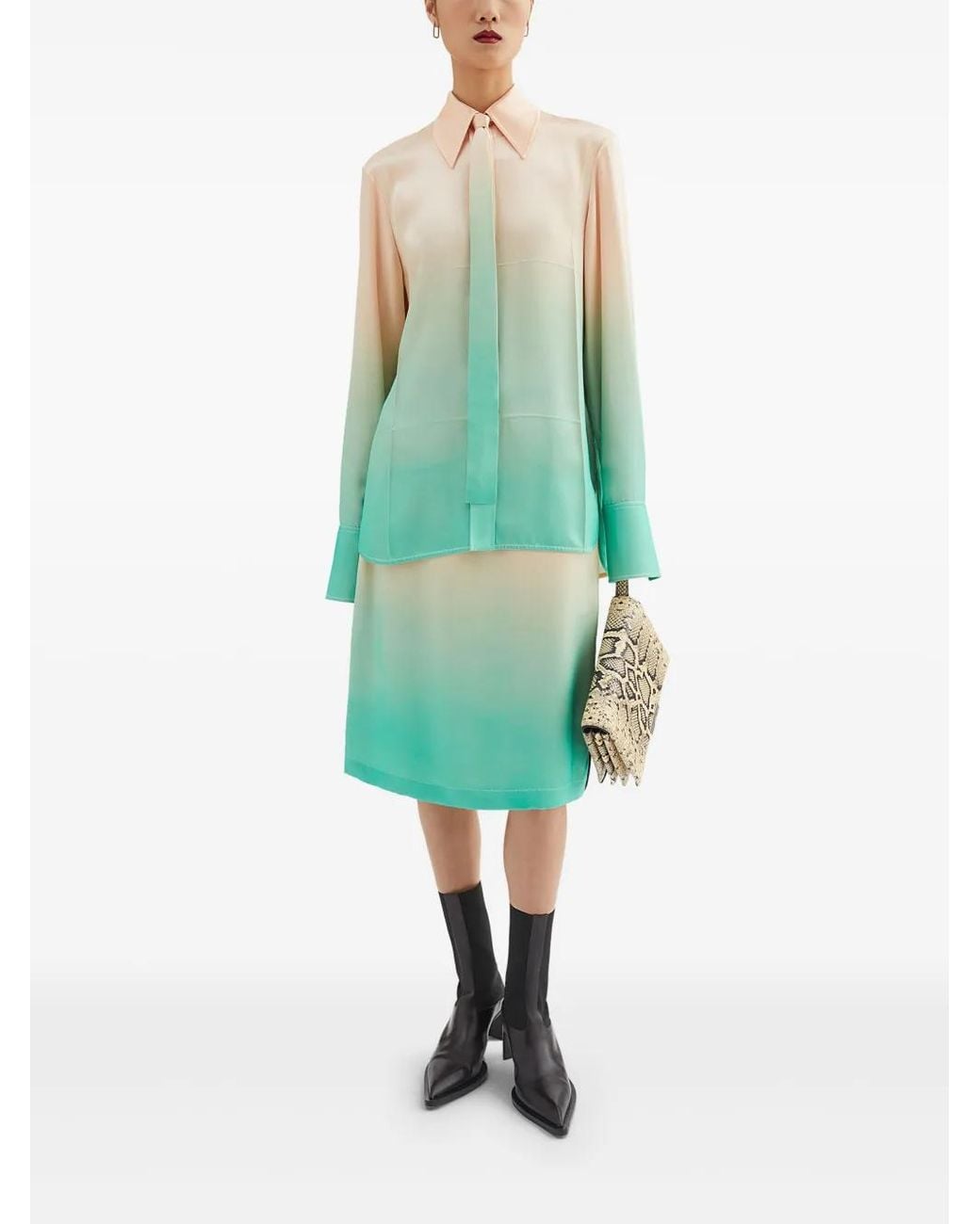 Jil Sander Green Gradient-Effect Skirt