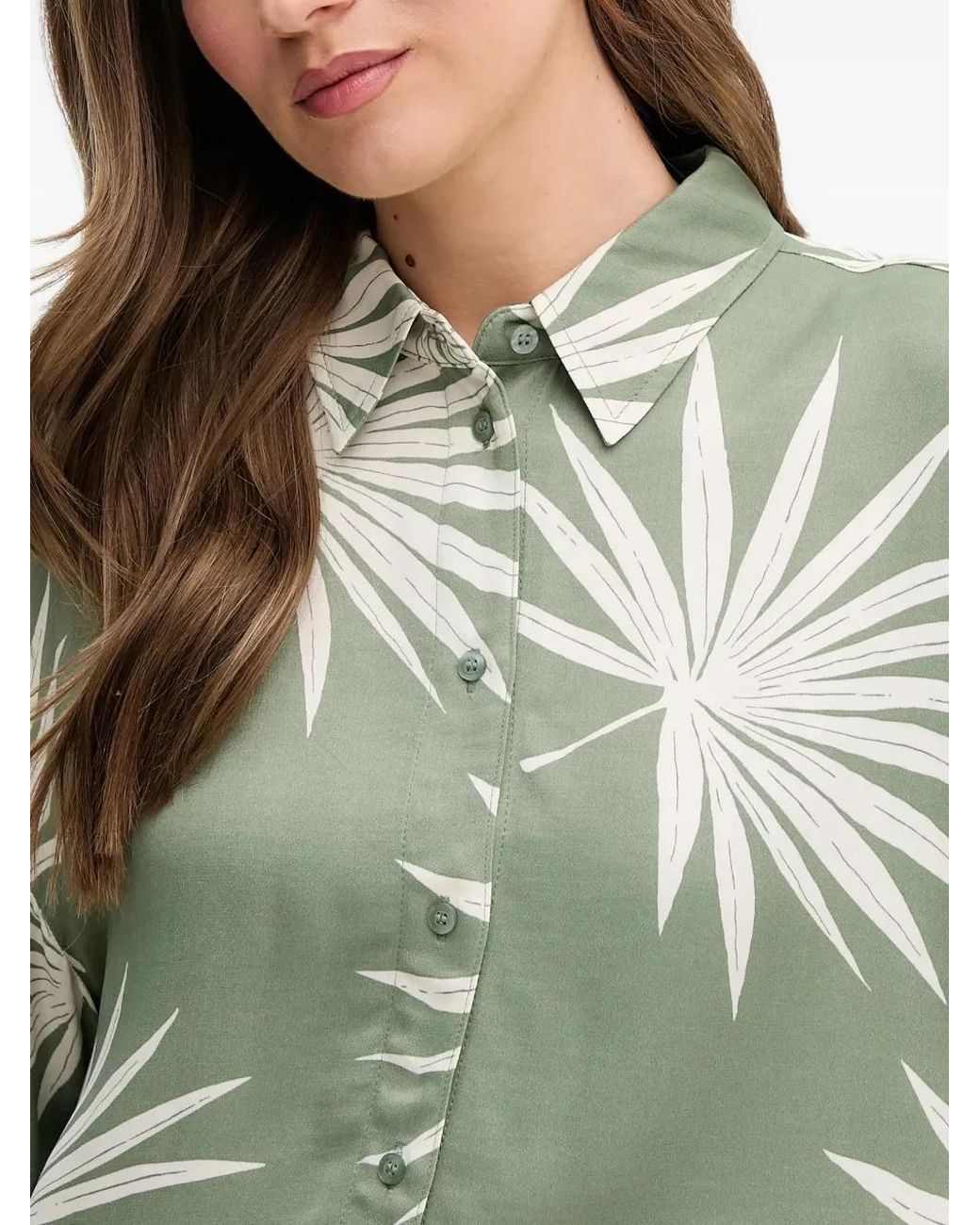 Ouí Green Leaf Print Shirt