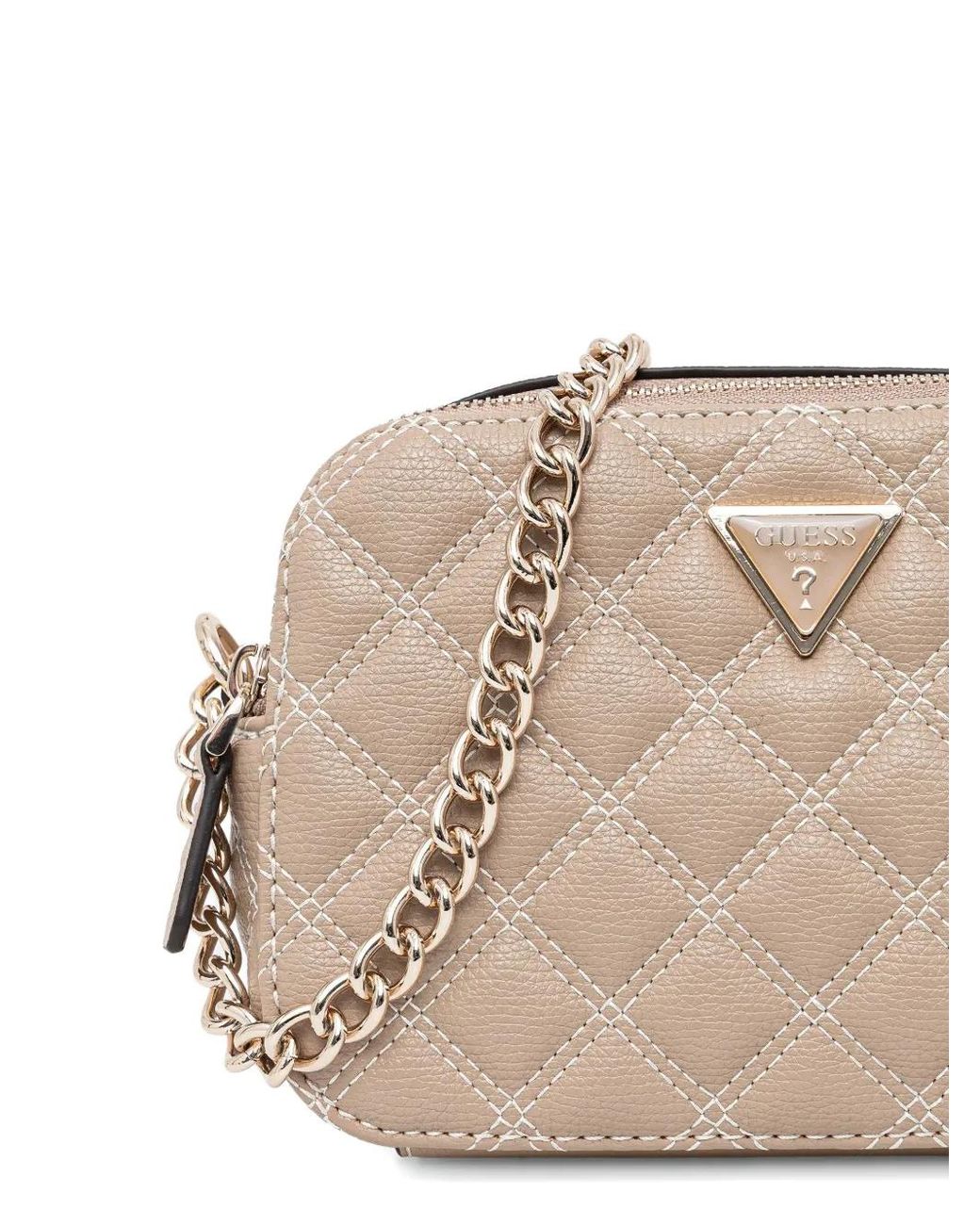Guess Natural Giully Quilted Chain Cross Body Bag