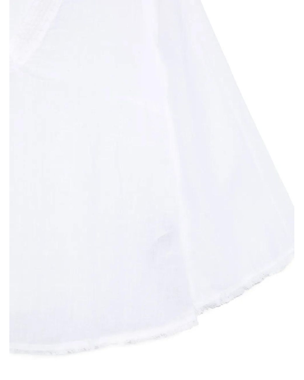 120% Lino White V-Neck Blouse