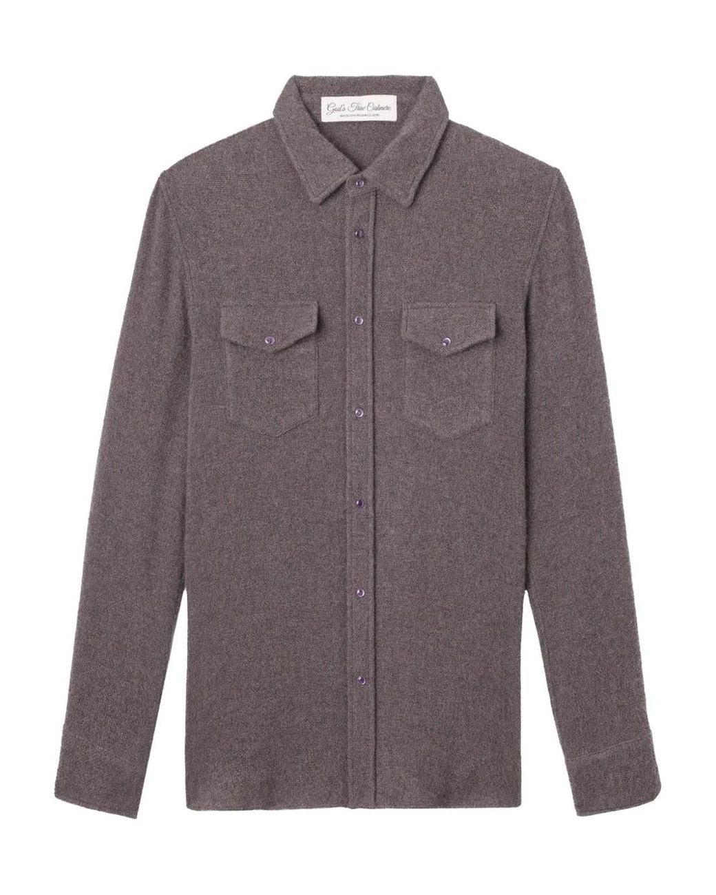 God's True Cashmere Purple Pocket Button Shirt