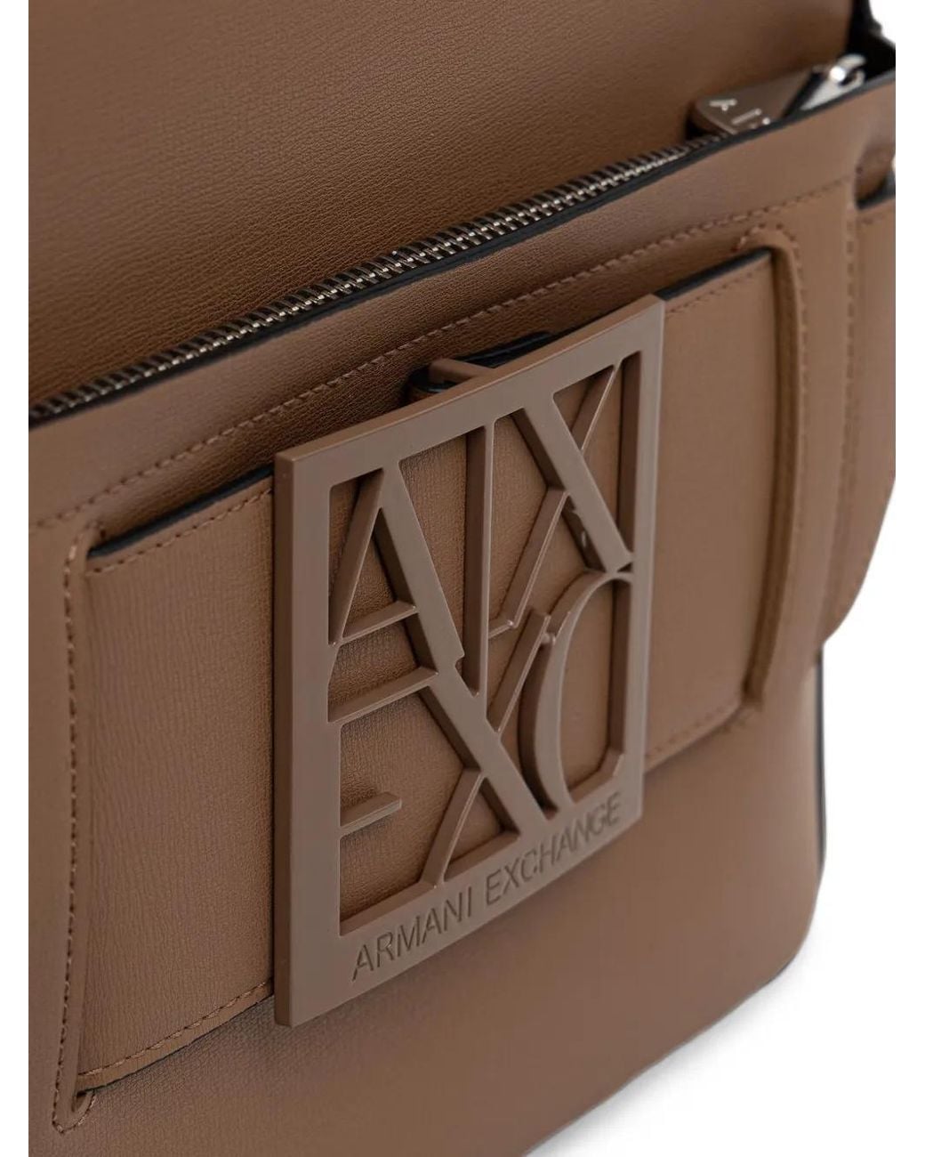 ARMANI EXCHANGE Brown Logo-Plaque Backpack