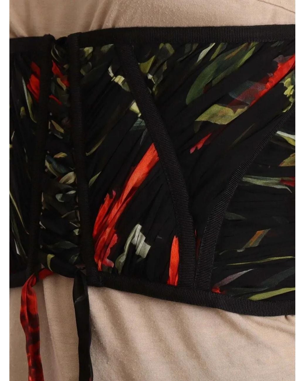 Dolce & Gabbana Black Floral-Print Silk Corset