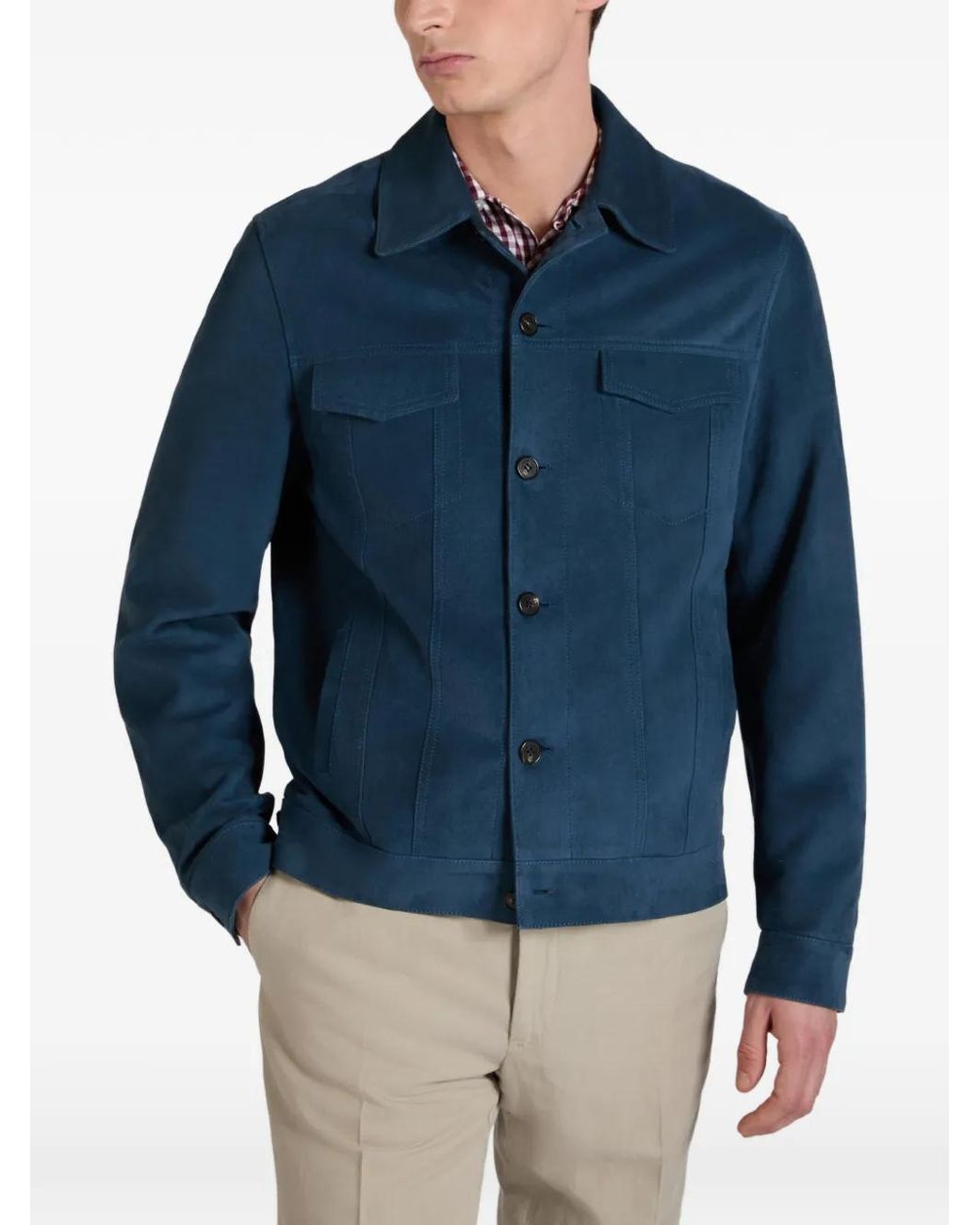 Slowear Blue Suede Jacket for men