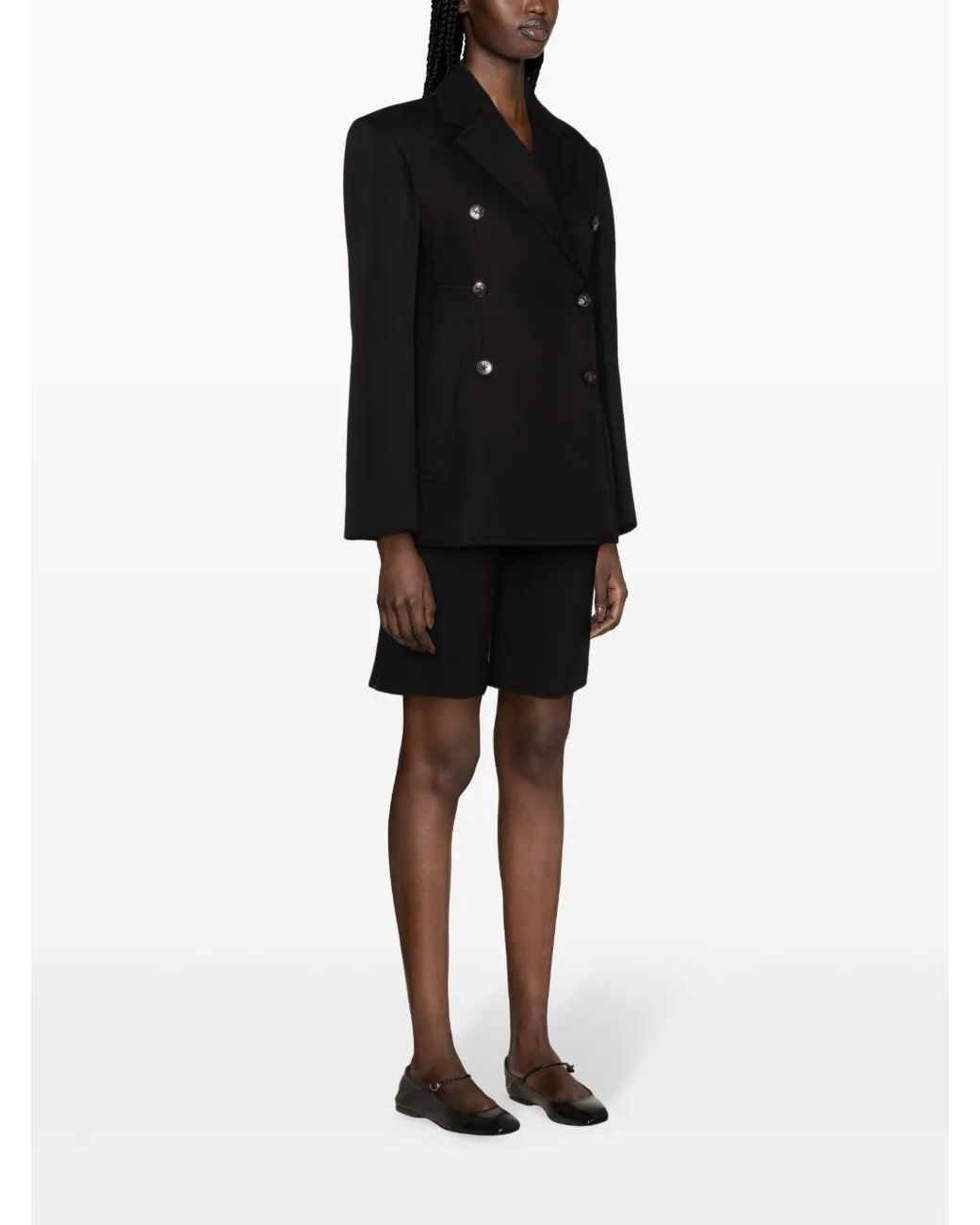 Co. Black Notched-Lapels Double-Breasted Blazer