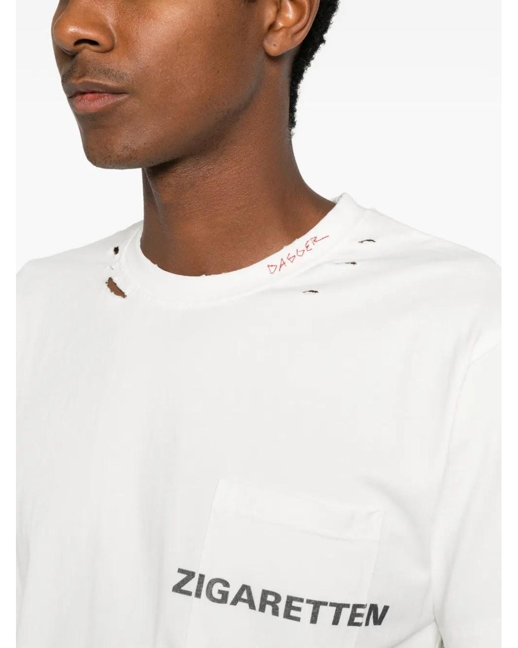 DAGGER White T-Shirt À Effet Usé for men