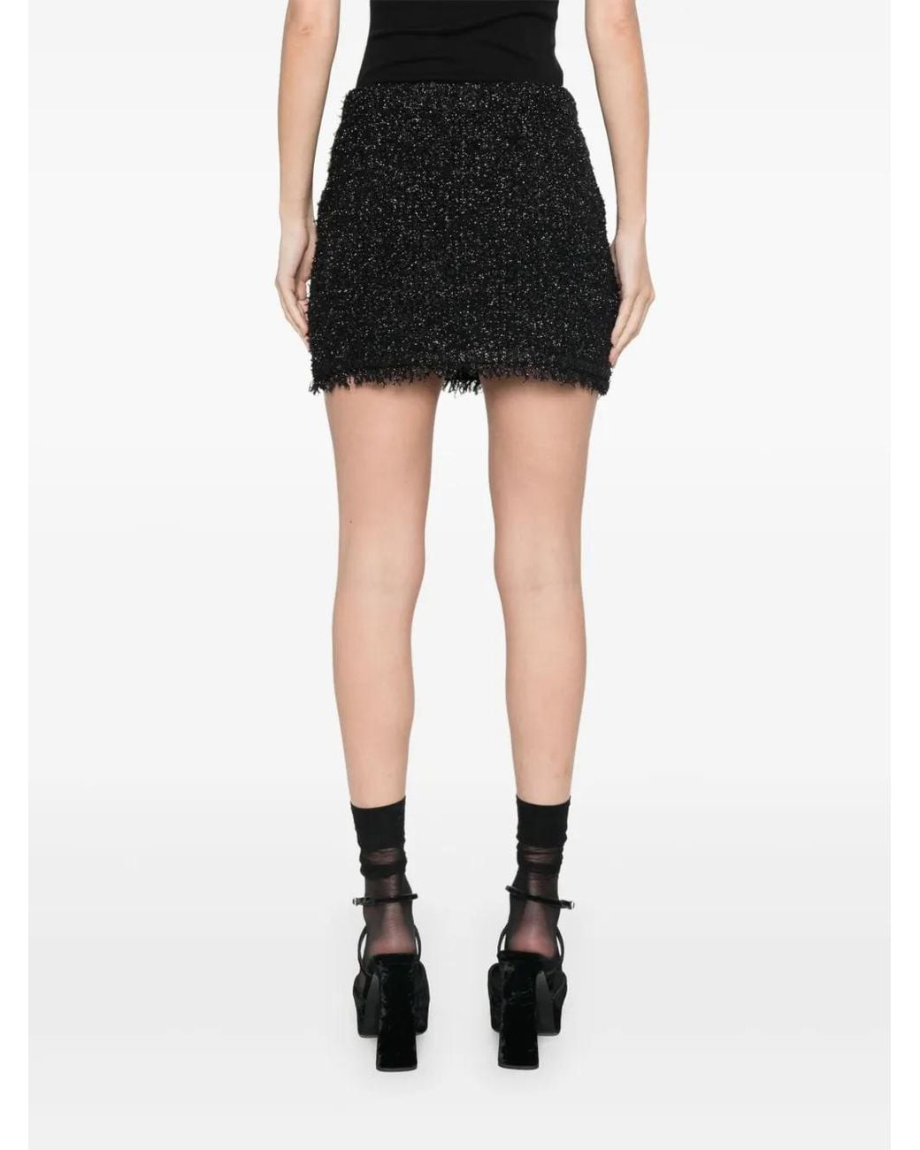 Gucci Black Lamé And Viscose Mini Skirt, Ready-To-Wear