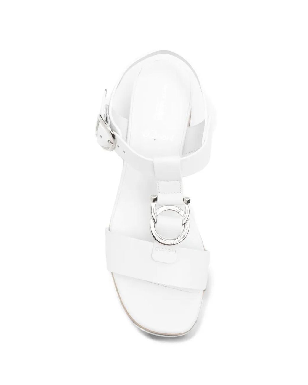 Nero Giardini White Buckle-Fastening Leather Sandals