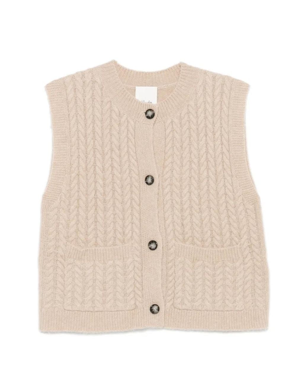 Allude Button-Up Vest in het Natural