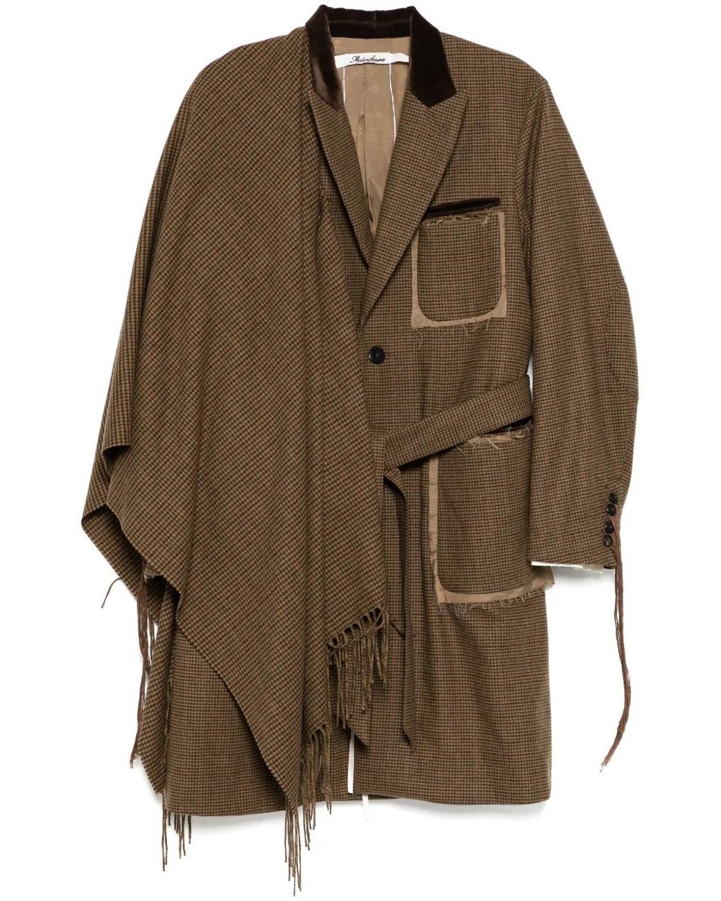 Midorikawa Brown Raw Edge Detailing Coat for men