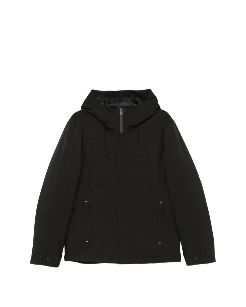 Woolrich Black Hooded Zip-Up Jacket for men