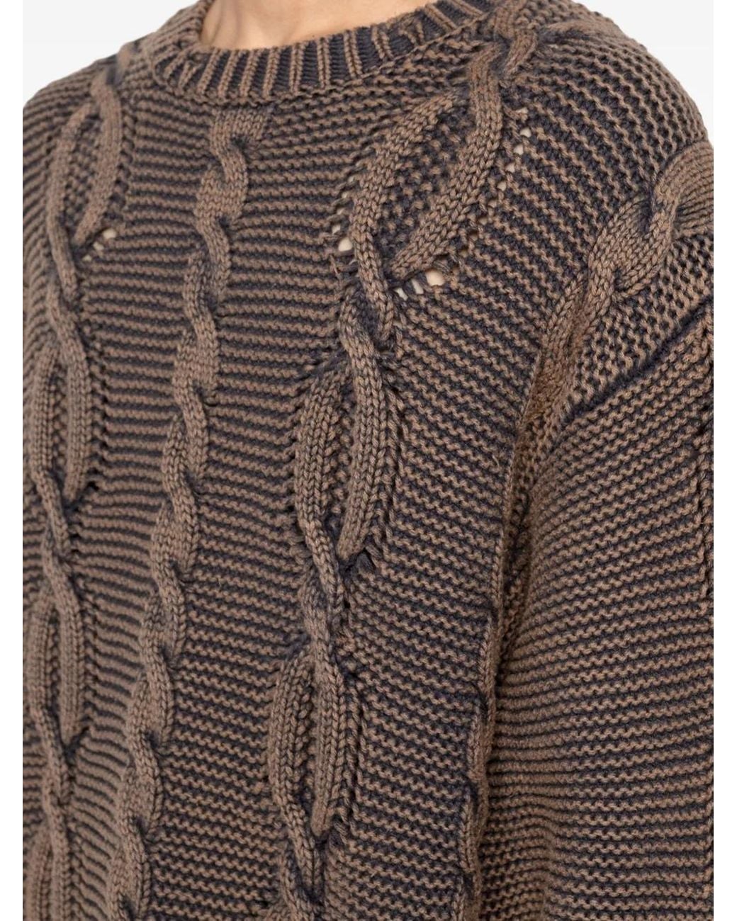 KAMIYA Pullover Mit Zopfmuster in Brown für Herren